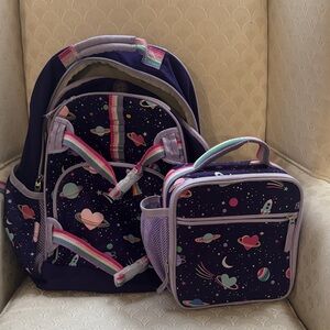 Pottery Barn Mackenzie Rainbow Heart Galaxy Glow-in-the-Dark Backpack & Lunchbox